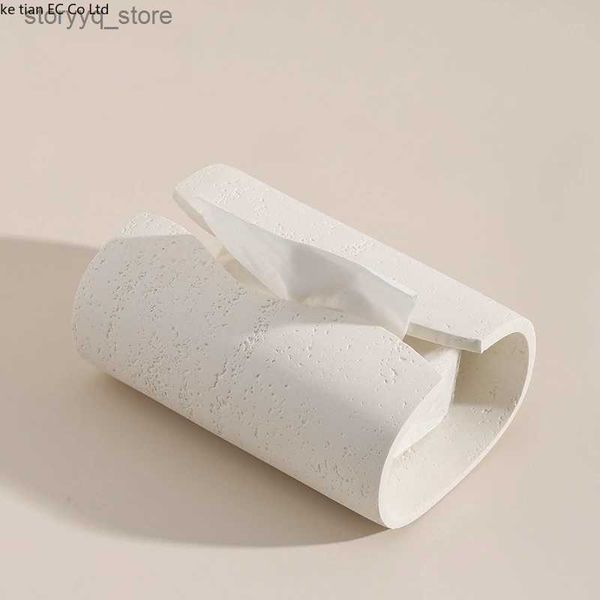 Caixas de tecido Guardanapos Wabi Sabi desenhar caixa de papel arroz buraco branco pedra arte caixa de tecido sala de estar luz luxo sênior sentido mesa decoração criativa Q240222