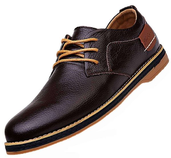 TSIODFO masculino formal preto marrom couro genuíno Oxford sapatos casuais de negócios