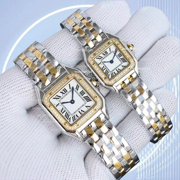 Designer elegante moda orologi da uomo e da donna cinturino in acciaio inossidabile movimento svizzero al quarzo importato coppia 22 27 orologio di lusso con scatola