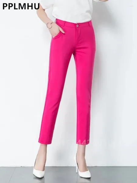 Pantaloni da donna Matita a vita alta Formale Donna Casual Big Size 4xl Ufficio coreano Pantalones Slim OL Colore della caramella Spodnie alla caviglia