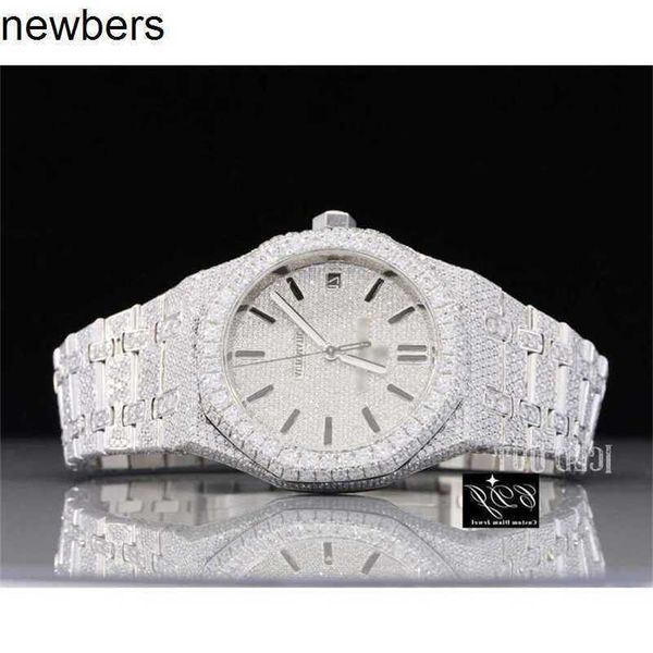 Luxus Männer AP Diamond Diamonds Watch Pass -Test Quarz Bewegung VVS vereisen Sapphire KVCI 2023VVs Moissanite Diamond Custom Out Watch Bust Down Diamond Watch for