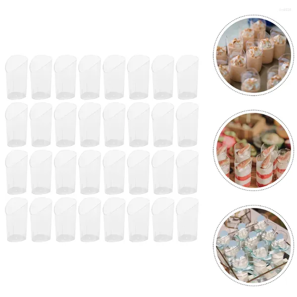 Copos descartáveis Palhas 50 Pcs Mousse Copo Sorvete Caneca Delicada Pudim Sobremesa Festa Tiramisu Plástico Transparente