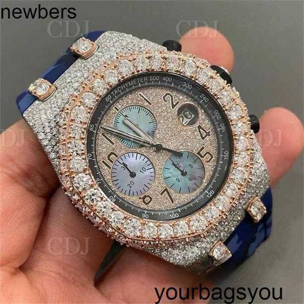 Relógio masculino de luxo Ap Diamond Diamonds Pass Test Movimento de quartzo vvs Iced Out Sapphire Half Out Custom Diamond Men Watch Feito à mão Fine Fabricante Lab Grown Diamo