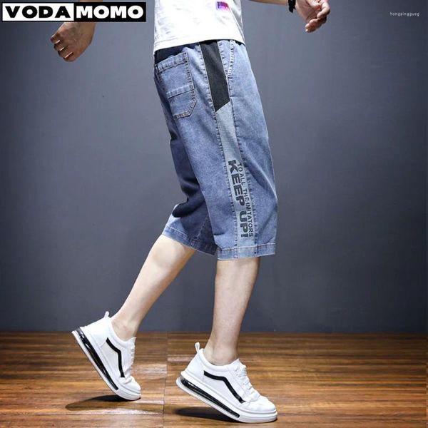 Jeans da uomo 2024 Estate Gamba Larga Pantaloncini Hip-Hop Maschio Skateboard Baggy Uomini Capri Pantaloni In Denim Pantalones Cortos Abbigliamento