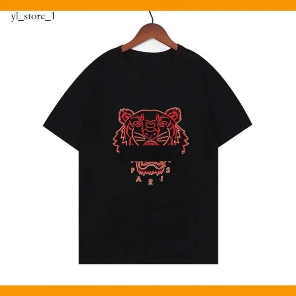 Kenzo Camisetas Masculinas Moda Kenzo Camiseta Bordada Cabeça de Tigre Camiseta Masculina Mulheres Carta T-shirt de Algodão Solto Hip Hop Rua Luxo Clássico Tamanho Asiático S-2XL