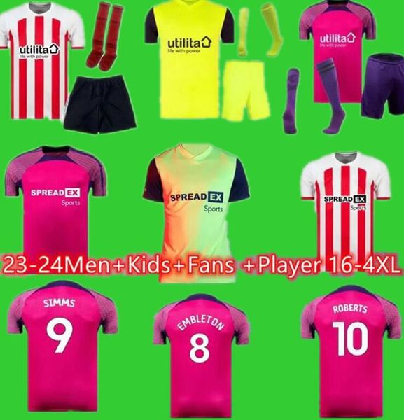 4XL 23 24 Sunderland Home Futebol Jerseys BELLINGHAM STEWART SIMMS ROBERTS CLARKE DAJAKU EMBLETON SEELT EVANS O'NIEN PATTERSON Camisa de futebol PRITCHARD Homens Kit Kids