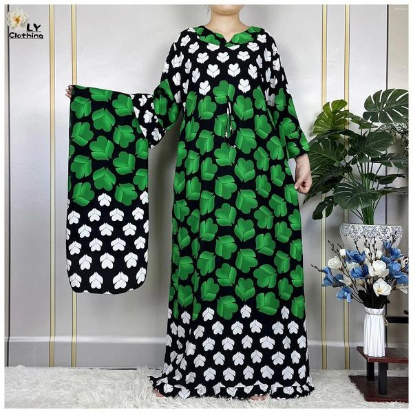 Abbigliamento etnico Dubai moda manica lunga 2024 africano Dashiki stampa floreale cotone sciolto signora elegante estate maxi abiti casual vestidos