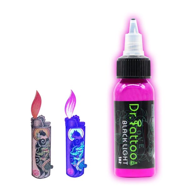 Poggia Fedex Spedizione gratuita 6 colori Set Inchiostro Uv Inchiostro per tatuaggio a luce nera Proveniente dagli Stati Uniti Bagliore luminoso sotto la luce nera 30 ml * 6 bottiglie