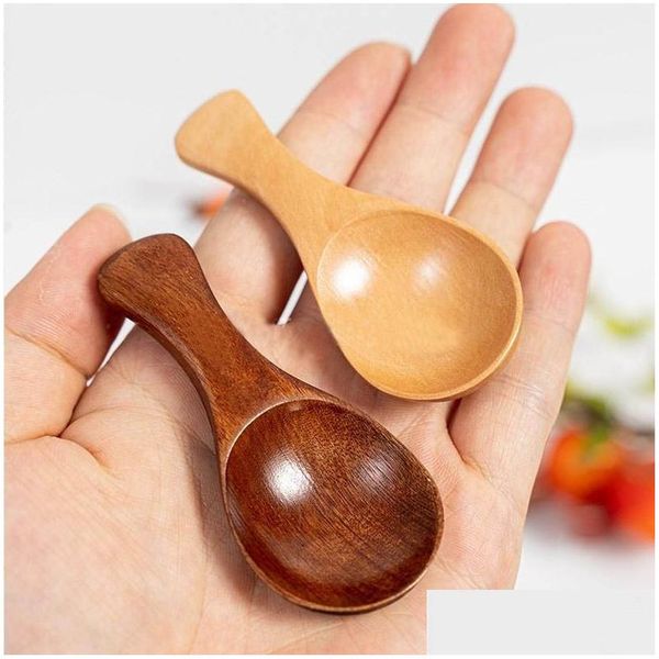 Colheres Tempero Talheres Colher de Sorvete de Madeira Maciça 8.5cm Bens Medindo Colheres de Chá de Especiarias de Madeira Drop Delivery Home Garden Kitchen, Dhrfi