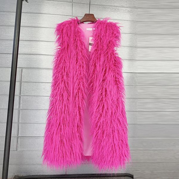 Pelliccia sintetica Pelliccia di pecora Mongolia Gilet lungo da donna Pelliccia sintetica calda colorata Cappotti di peluche di grandi dimensioni Giacca da donna Capispalla peloso autunno inverno