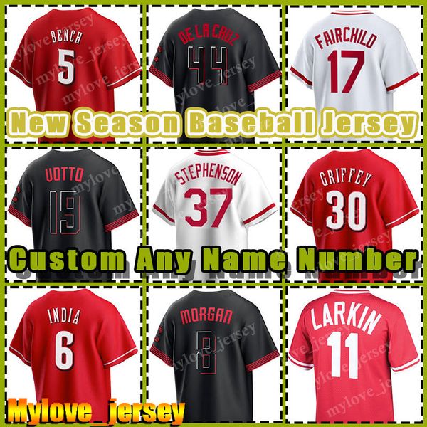 44 Elly de la Cruz 5 Johnny Tezgah Forması Beyzbol kırmızıları Ken Griffey Jr. Jonathan Hindistan Joey Votto Cincinnati Barry Larkin Spencer Steer Alexis Diaz Hunter Greene Senzel