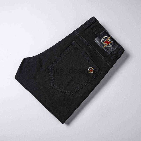 Designer-Jeans Herrenhosen Korean Herbst Winter Schwarz Weiß Jeans Teenager Persönlichkeit Mode Elastisch Slim Fit Kleiner Fuß Gerades Rohr