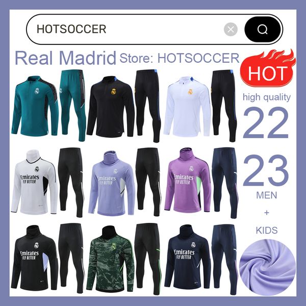 22 23 SUSUITÀ DI MADRIDS REALE Vini Jr Bellingham Football Trackuit Men Kit Kit Kit Mbappe Psges Allenamento Studio Soccer Sports Chandal Fubol Sopravvissuto Giacca