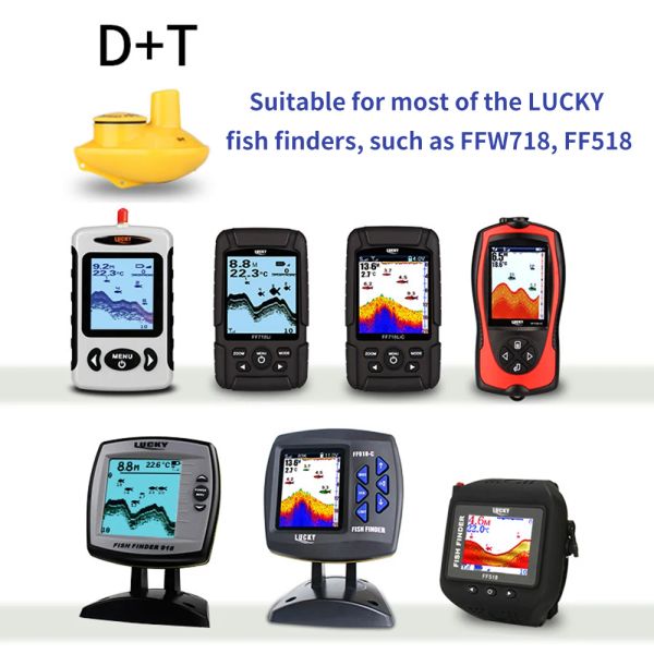 Finder D+T Sensore sonar remoto wireless Trasduttore per cercatore di pesca Accessori per cercatore di pesca per profondità dell'acqua 45M