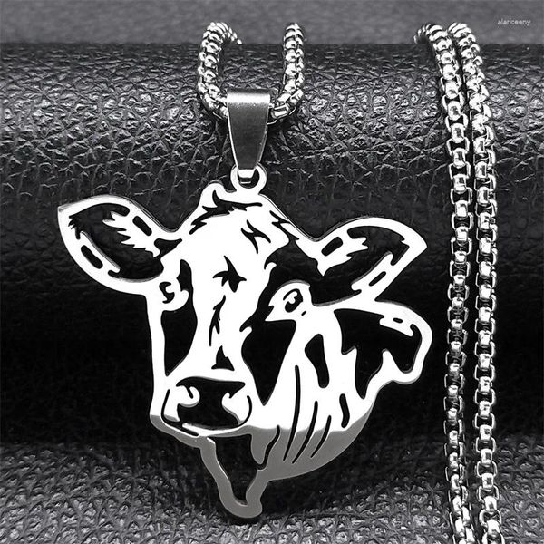 Anhänger Halsketten Ästhetische Tier Kuh Halskette Für Frauen Männer Edelstahl Rinder Bull Kalb Kette Party Geschenk Schmuck Collier N9739S01