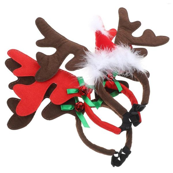 Vestuário de cão 3 pcs Elk Antler Headband Fontes de festa Antlers Deer Horns Velvet Pet Hair Hoops Traje de Natal