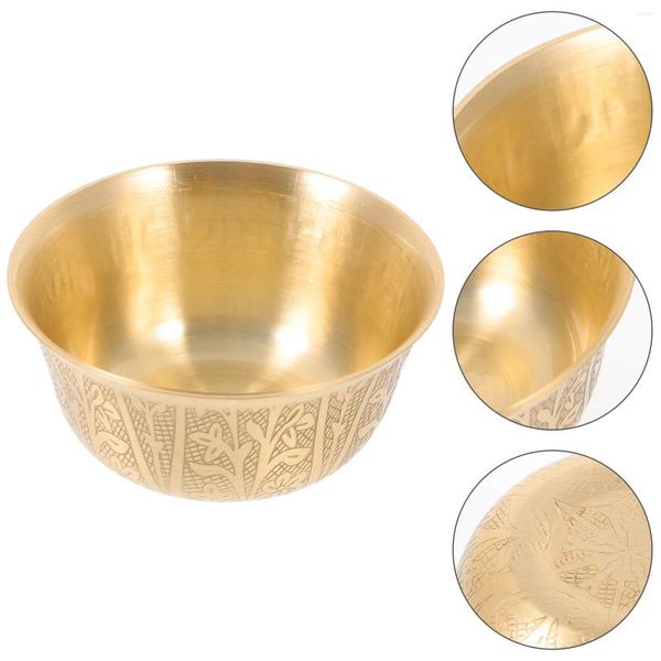 Tigelas tigela de cobre decoração decoração de água arroz liso templo mesa de mesa de mesa de Deus Buda adoração artigos