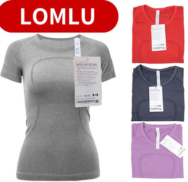 Lu Yoga Mulheres Designer Yoga T-shirt High Stretch Respirável Running Top Quick Dry Sem Costura Manga Curta Sports Bike Gym Wear Jogging Fitness Wear