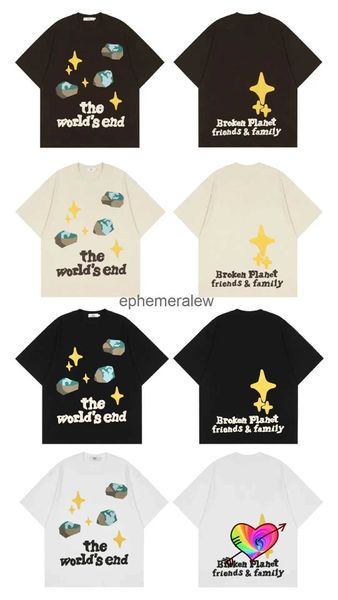 T-shirt da uomo 2023 Broken Planet T-shirt Uomo Donna The Wold Is End Tee Foam Print Top Vintage Manica cortaH24222