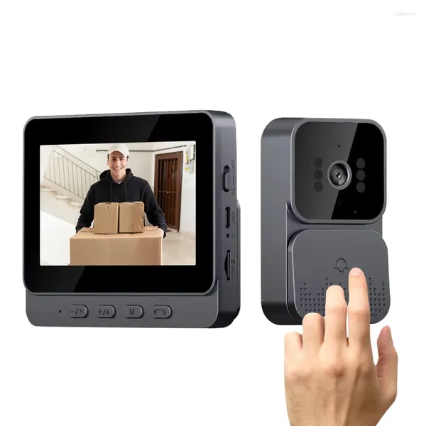 Videocitofono Campanello Citofono Campanello per porte senza fili 1080P Schermo IPS da 4,3 pollici Visual 2.4G Per Villa Home Office Appartamento