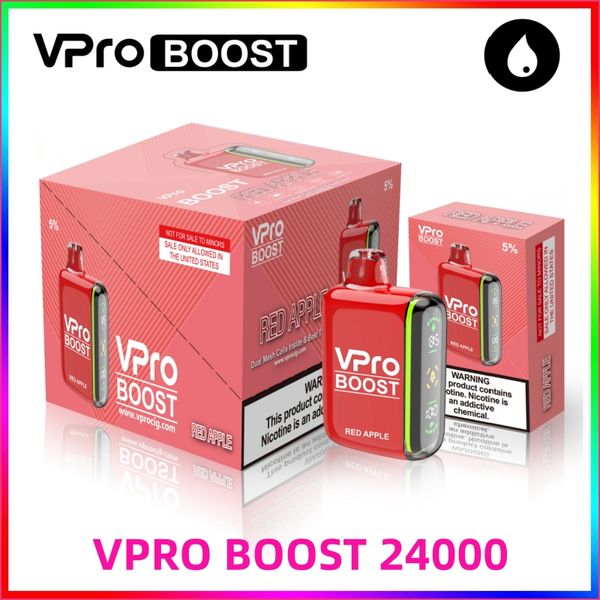 VPRO BOOST 12000 VPRO BOOST 24000 Tela grande Tela grande Bobina de malha dupla Fluxo de ar ajustável Modo normal 24K Modo Boost 12K bang 15000 bang box