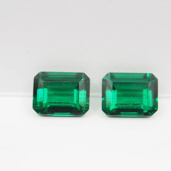 Back 9*7 mm 2cts Lab creato Zambia Green Emerald Gem Stone Octagon Octagon Ottagone Ocero Emerald Earinger per donne