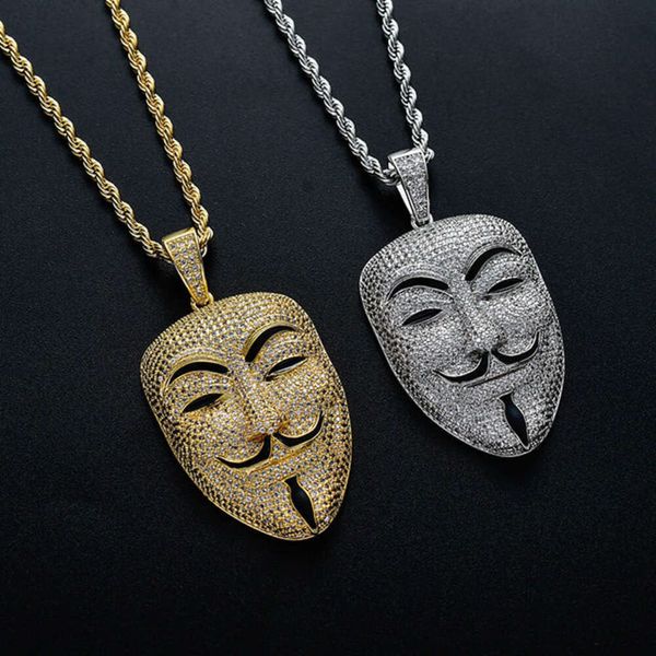 Hacker Maske Runder Vvs Moissanit Hip Hop Anhänger Iced Out Geschenk Anhänger Charm Moissanit Hip Hop Anhänger