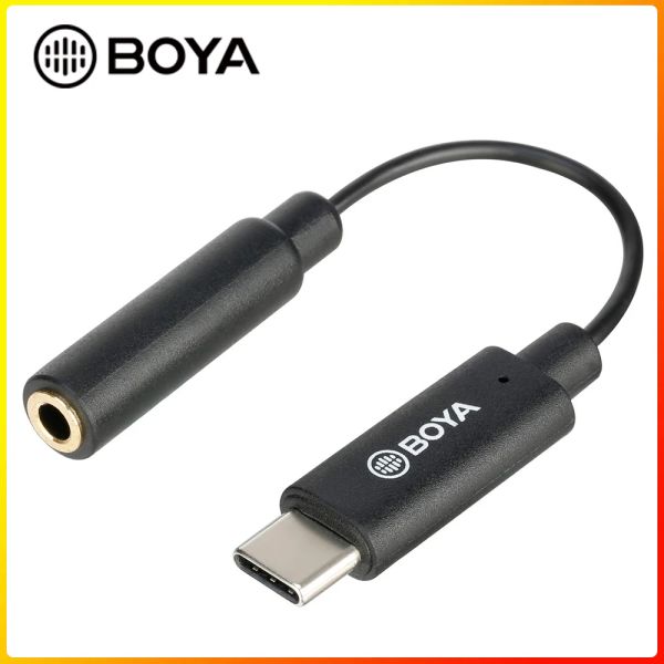 Acessórios de 3,5 mm de entrada feminina no adaptador USBC Boya Byk4 3,5mm fêmea para USBC Cable 6cm para dispositivo TypeC