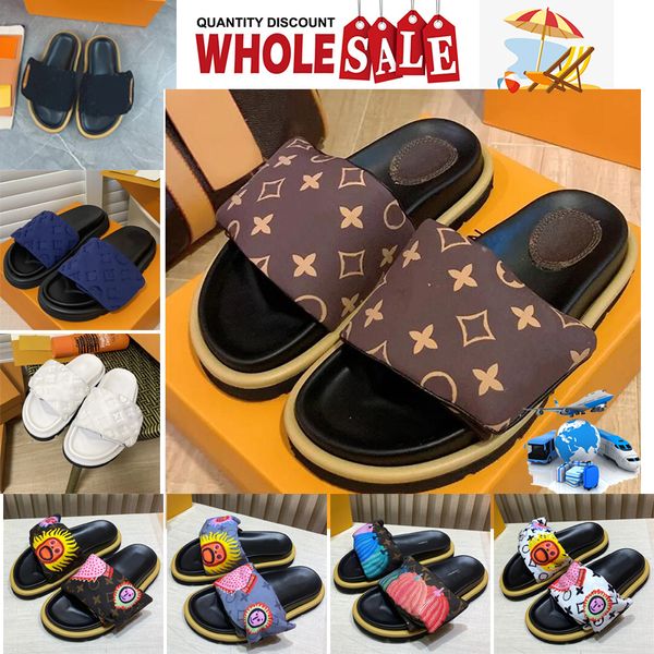 2024 Designer Pool Kissen Sandalen Paare Pantoffeln Männer Frauen Sommersandalen berühmte Designerinnen Frauen rutschen mit Box 36-45