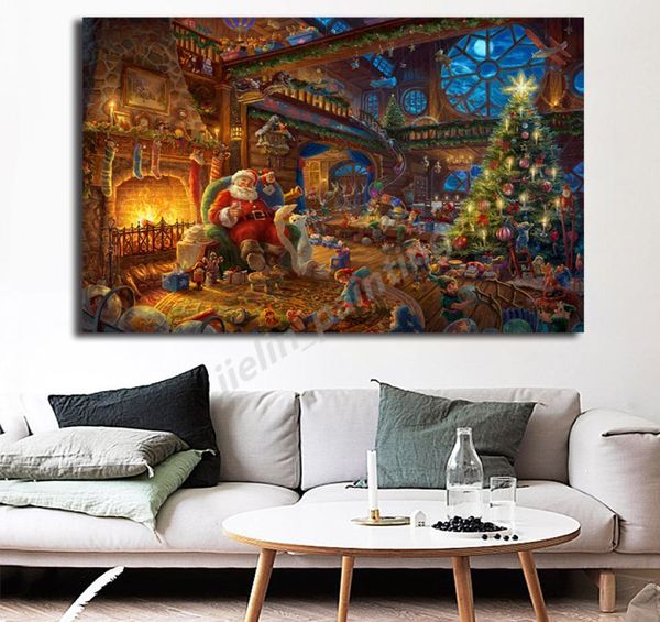 Зимнее Рождество Искусство Томас Кинкейд039s Печать на холсте Картина Модульные картины для гостиной Плакат на стене Домашний декор1780517