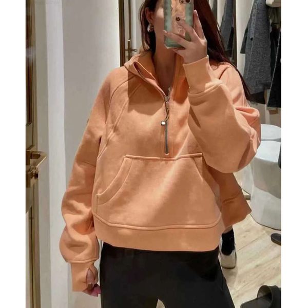 2024 Lululemeni Yoga Sweatshirt Tüpü Tam Yarım Zip Hoody Hoodies Açık Boş Zamanlı Sweatshirt Swimet Giyim Kadınlar Tops Egzersiz Fiess Kalın Ceketler Yeni Trend Classic