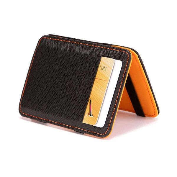 Nuovo portafoglio Flip Magic per uomo Porta carte con fermasoldi moda modello incrociato Borsa corta in materiale in pelle PU