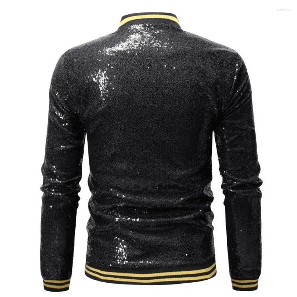 Giacche da uomo Spettacolo teatrale Giacca da uomo Cappotto da performance di danza con paillettes Con colletto alla coreana Maniche lunghe lucide Cerniera slim fit