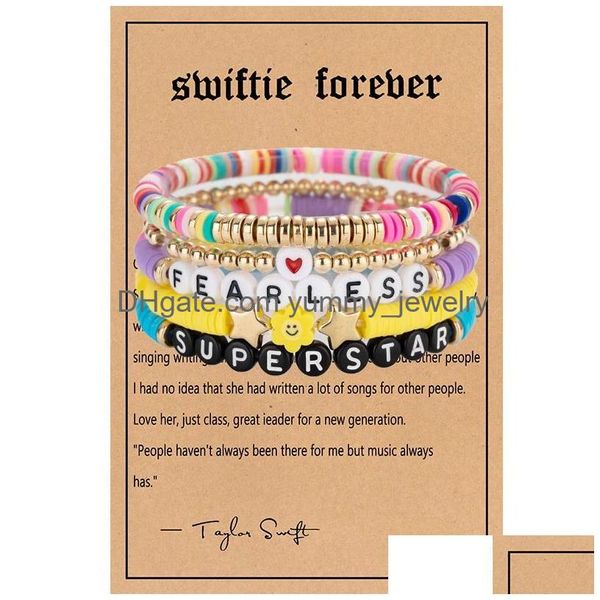 5 pezzi di perline braccialetti dell'amicizia Swiftie Set Taylor Music Surfer Heishi perline fili fiore cuore stella lettera fascino impilabile morbido C Dhj2Y