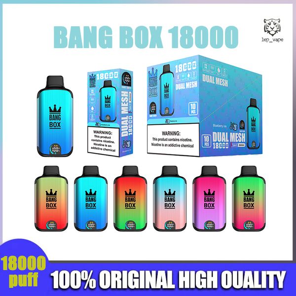 Vape Pen Original Bang Box 18000 Puff Einweg-Vapes Pen 26 ml Puff 18k 850 mAh E-Zigarette 0% 2% 3% 5% DUAL MESH Vaporizer Recharge Mesh Coil Puff