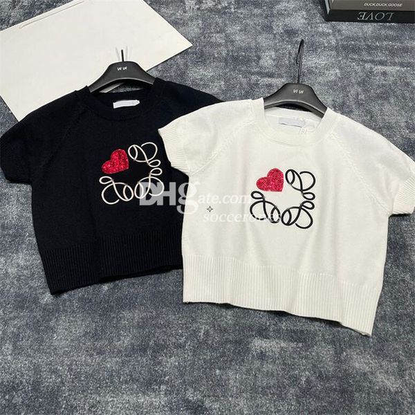 Canotte corte T-shirt da donna bianca nera T-shirt stampate a forma di cuore Canottiere stile moda