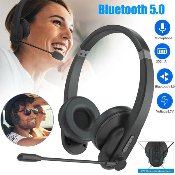 Kopfhörer, 12 Stück, Bluetooth 5.0, Büro-Trucker-Headset, Geräuschunterdrückung, Freisprech-Kopfhörer mit Mikrofon für LKW-Fahrer, Büro, Business, Heim-PC