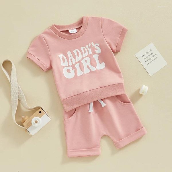 Giyim setleri bebek kız şort seti mamas ve daddys kısa kollu gömlek yürümeye başlayan çocuk yaz kıyafetleri bebek ourtfit