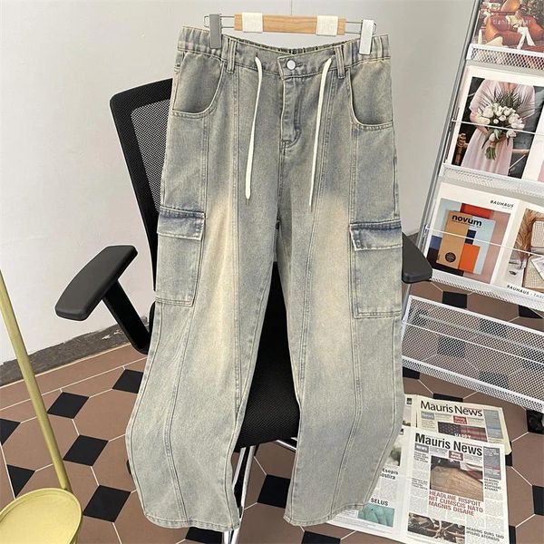 Мужские джинсы, уличная одежда, мужские мешковатые брюки, мужские тонкие свободные брюки в стиле хип-хоп, большие джинсовые джинсы-бойфренды D162