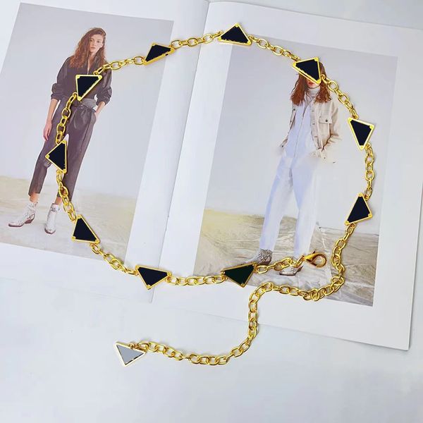 Kadın Yaldızlı Altın Kemer Tasarımcısı Üçgen Yıldız Yıldız Zincirleri Taş Mektupları Kemeri Bayanlar Elbise Kot Dekoratif Bel Belgesi 5 Stil Kemerler