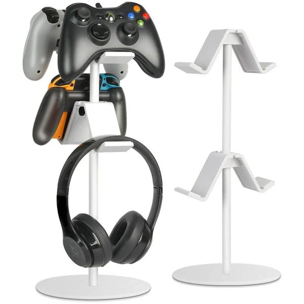 Suportes para acessórios de sala de jogos Suporte de rack de armazenamento Controlador Joystick Suporte para fone de ouvido para Ps5 / Ps4 / Xbox One Controlador de 2 camadas branco