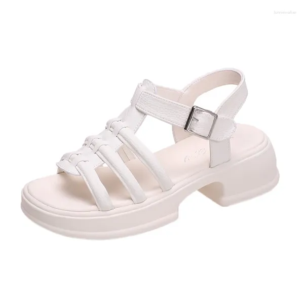 Sandali Cinghie Tacchi alti Med Muffins Scarpe 2024 Saldi estivi di scarpe da donna Infradito Piattaforma Altezza crescente con tacco alto