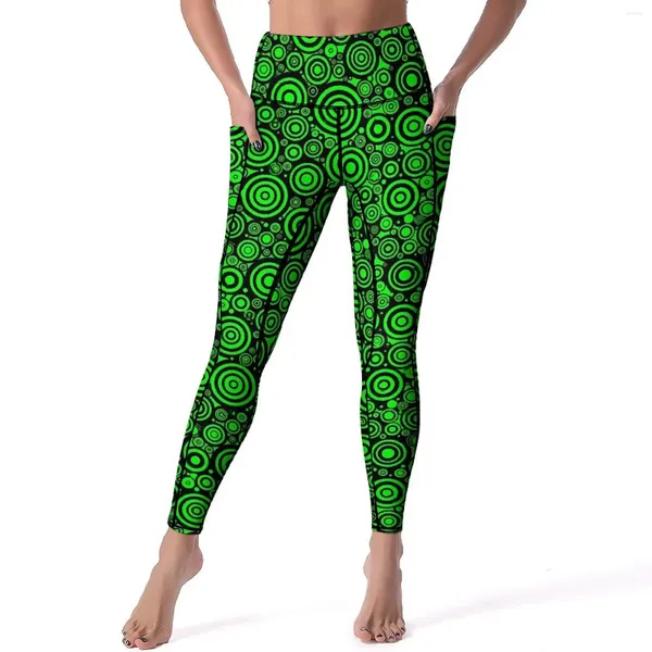 Calças ativas preto e verde listrado yoga impressão geométrica fitness gym leggings push up estiramento esportes collants vintage legging presente