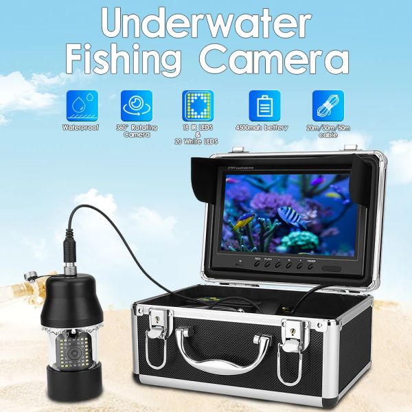 Finders Fischfinder, 360 Grad drehbare Unterwasser-Angelkamera, 9 Zoll TFT-DVR-Bildschirm, IP68, wasserdicht, 38 LEDs für Eis-/Meer-/Flussangeln