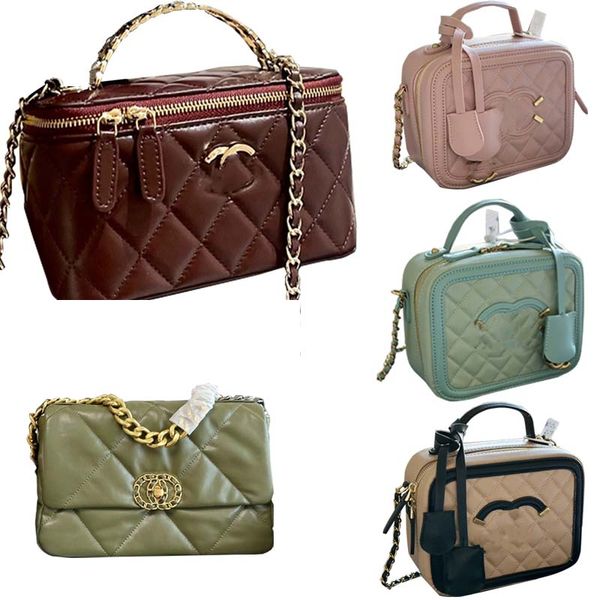 Bolsas de luxo Mulheres Designer Bolsas de Ombro Chaneled Crossbody Totes Letras Duplas C Square Stripe Flap F36W #