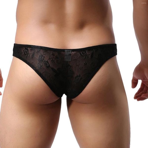 Mutande CLEVER-MENMODE Biancheria intima sexy in pizzo da uomo Slip in rete Bikini Lingerie velata Custodia rigonfiamento trasparente Mutandine erotiche