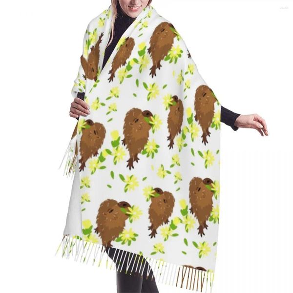 Sciarpe Stampa personalizzata Divertente Capibara dà una sciarpa con motivo floreale Donna Uomo Inverno Caldo Moda Versatile Scialle femminile