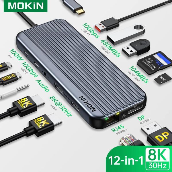Dockingstation Dual Monitor für Dell/HP/Lenovo/Surface Laptop Triple Display Multiport Adapter Dongle 8K HDMI 100W PD
