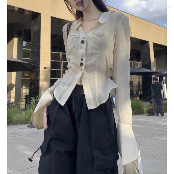 Blusas femininas chiffon manga longa camisas designer topo para mulher 2024 camisa de gola moda trendingclothes
