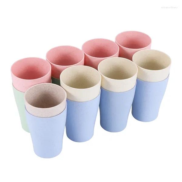 Copos descartáveis palhas 16 pacote palha de trigo bebendo para crianças adulto 10 oz tumblers reutilizáveis empilhável festa de cozinha e piquenique